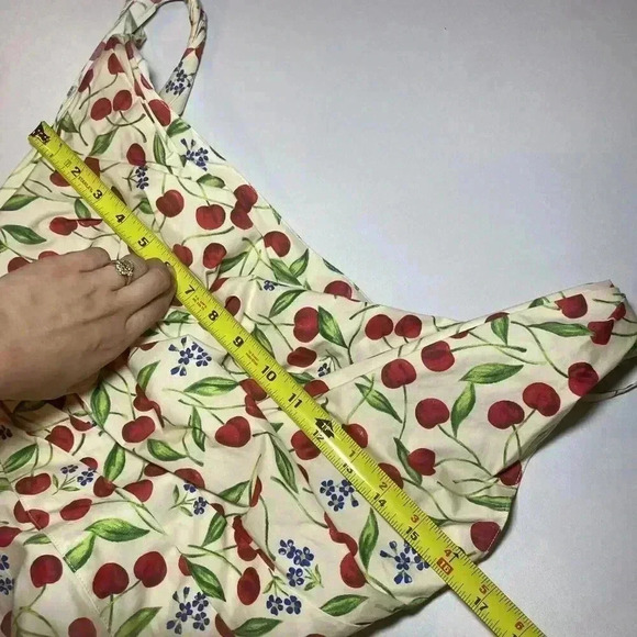 Carolina Herrera Cherry Print Off Shoulder Midi Dress 6 S Drape Designer Runway - Picture 10 of 16